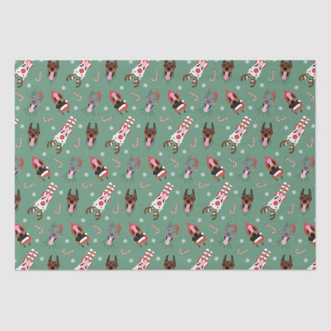 Papel De Seda Cães Dobermann de Natal (Frente )