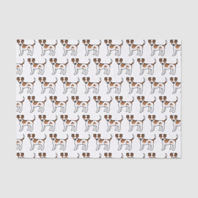 Papel De Seda Cães fofos dinamarqueses-suecos marrons e brancos  (Frente )