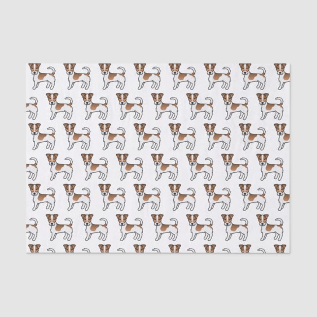 Papel De Seda Cães Terrier Jack Russell de pelo áspero Branco e  (Frente )