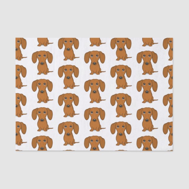 Papel De Seda Cães vermelhos bonitos do Wiener do teste padrão | (Frente )