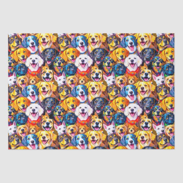 Papel De Seda Cães vibrantes Impressão (Frente )