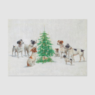 Papel De Seda Cães Vintage em torno da árvore de Natal