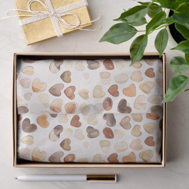 Papel De Seda Café Bean Hearts Coffee Primeiro (Presente)