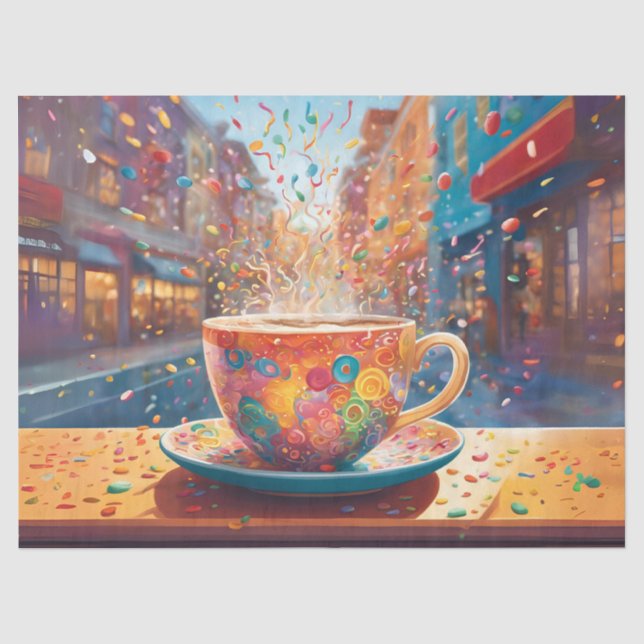 Papel De Seda Café Capricho Paisagem Urbana (Frente )