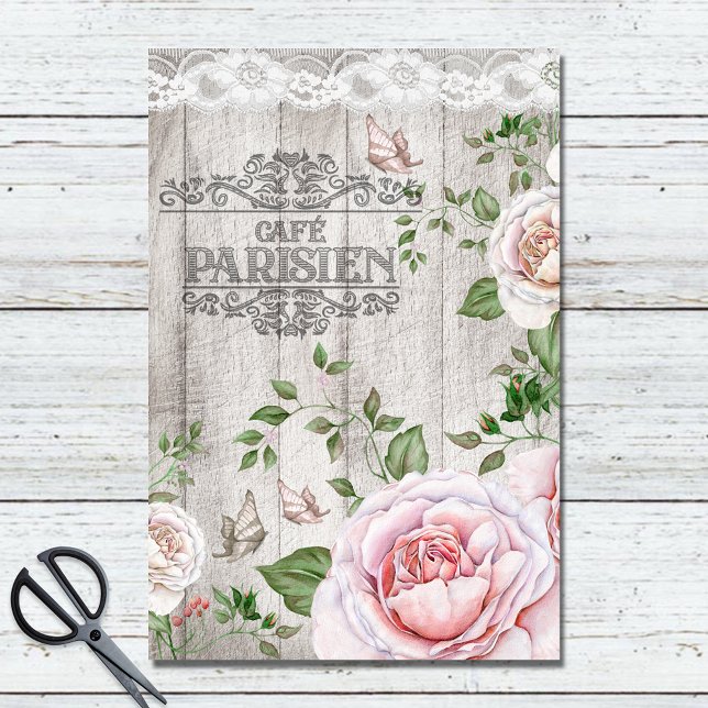 Papel De Seda Café Francês Parisien Floral Wood Conselho Decoupa (Criador carregado)