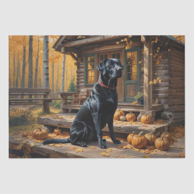 Papel De Seda Café preto Labrador Retriever Log Cabine (Frente )