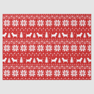 Papel De Seda Cairn Terrier Silhouettes Padrão de Natal Vermelho