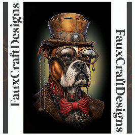 Papel De Seda Caixa Steampunk Cachorro Boxer Decoupagem à Direit