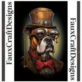 Papel De Seda Caixa Steampunk Cachorro Boxer Decoupagem à Direit