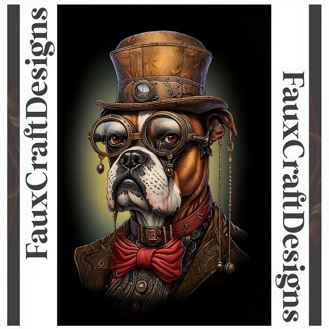 Papel De Seda Caixa Steampunk Regal de Cachorro Boxer Decoupagem (Criador carregado)