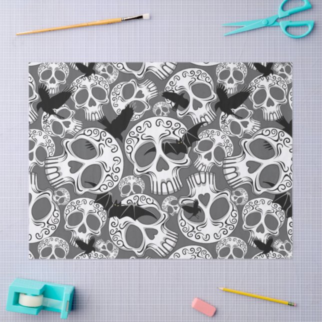 Papel De Seda Calaveras Decorativas do Halloween (Arte )