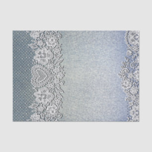 Papel De Seda Calça Jeans Azul e Bridal Shower de Renda Branca c