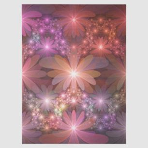 Papel De Seda Cama De Flores Arte Fractal Abstrato Colorido Bril