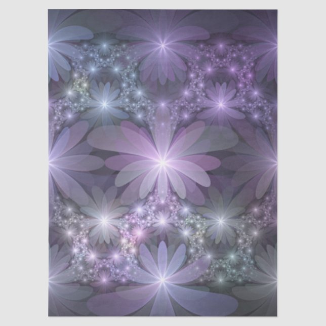 Papel De Seda Cama de Flores Arte Fractal Abstrato Moderno e Bri (Frente )
