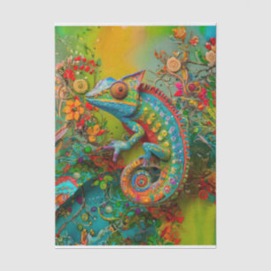Papel De Seda Camaleão Neon Charlie, Colagem da Floresta Tropica