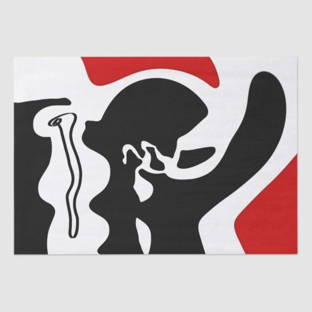 Papel De Seda Câmara de Deslocamento: Abstrato preto, branco e v (Frente )