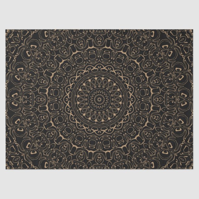 Papel De Seda Camel Tan Mandala com Simetria Elegante (Frente )