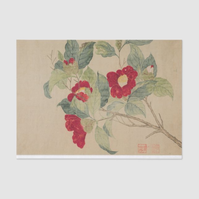 Papel De Seda Camellias por Mãe Yuanyu (Frente )