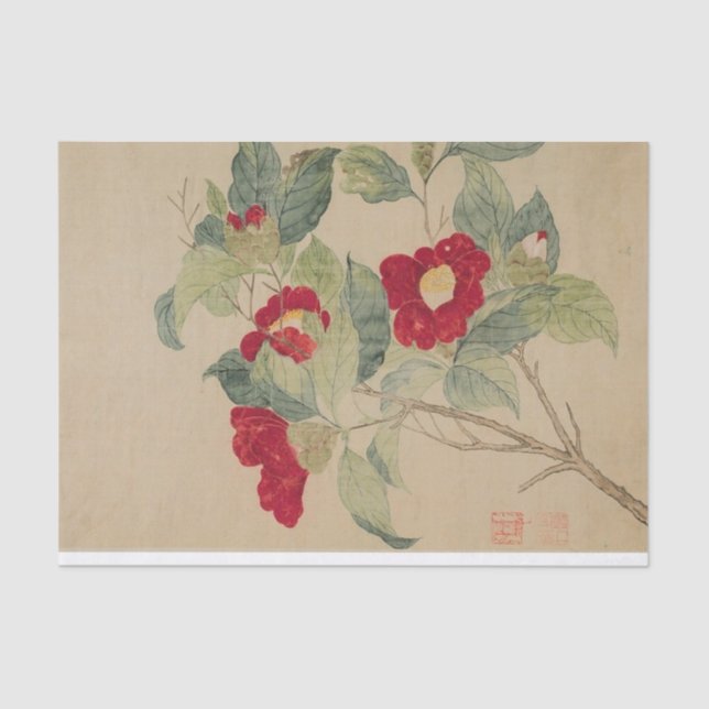 Papel De Seda Camellias por Mãe Yuanyu (Frente )