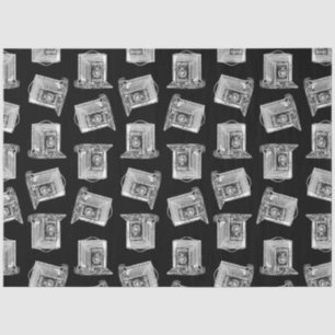 Papel De Seda Câmeras Vintage ilustradas com padrão de câmara