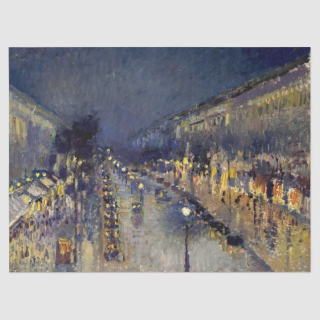 Papel De Seda Camille Pissarro - Boulevard Montmartre à Noite (Frente )