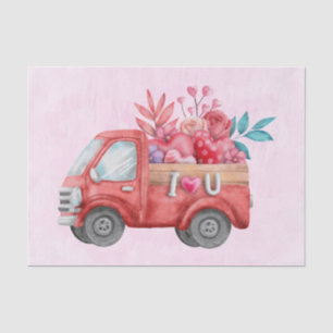 Papel De Seda Caminhão de Amor Bonito com Aquarela Cardíaca