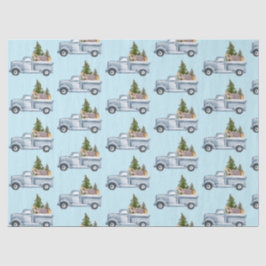 Papel De Seda Caminhão de Natal com Animais e Pinheiros