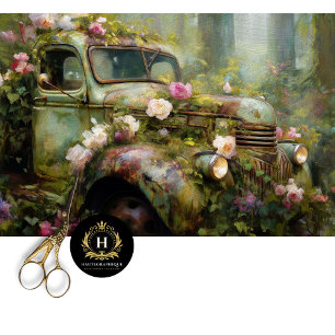 Papel De Seda Caminhão de Videira Rosa Rústica Decoupage