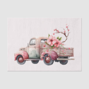 Papel De Seda Caminhão do Agricultor de Vintagem Rosa