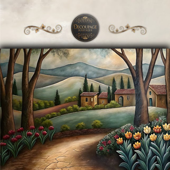Papel De Seda Caminho de Decoupage de Vila Toscana (Tuscan Villa Pathway Decoupage Tissue Paper)