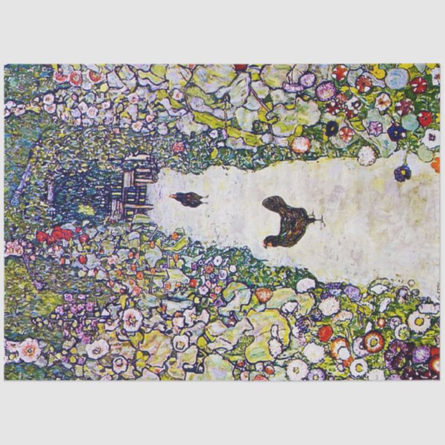 Papel De Seda Caminho do Jardim com Galinhas, Gustav Klimt (Frente )
