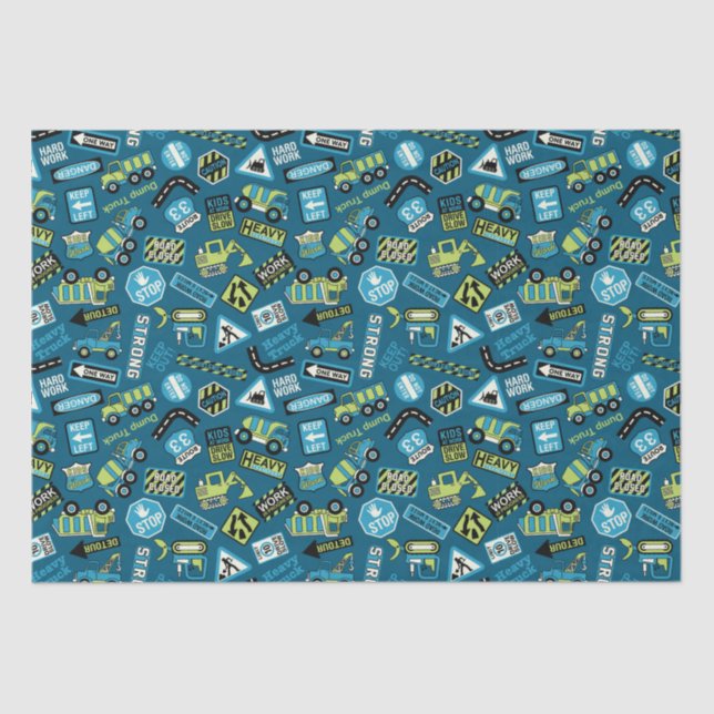 Papel De Seda Caminhões De Construção (Frente )