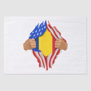Papel De Seda Camiseta Sangue Romeno Dentro de Mim Bandeira da R