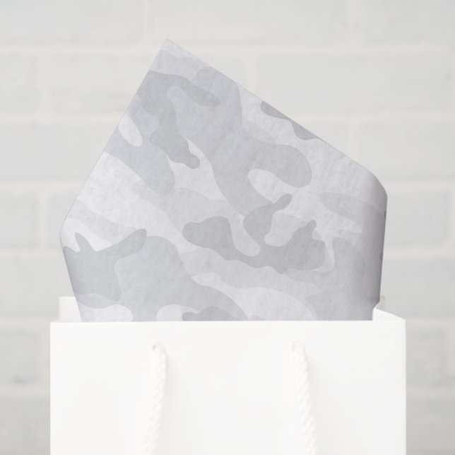 Papel De Seda Camo Grey Pattern Modern Military Gift Wrapping  (Sacola de presentes)