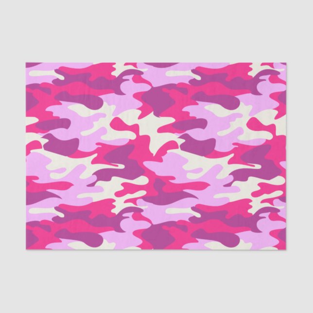 Papel De Seda Camo Rosa Bonito Trendy Camouflage Padrão Girly (Frente )