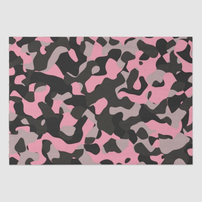 Papel De Seda Camo rosa e preto (Frente )