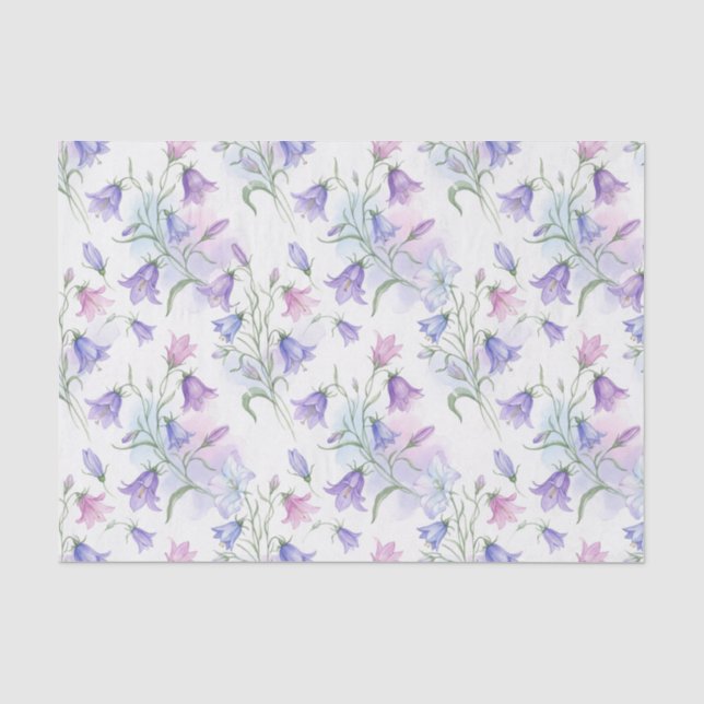 Papel De Seda Campainhas Rosa e Roxo em Aquarela (Frente )