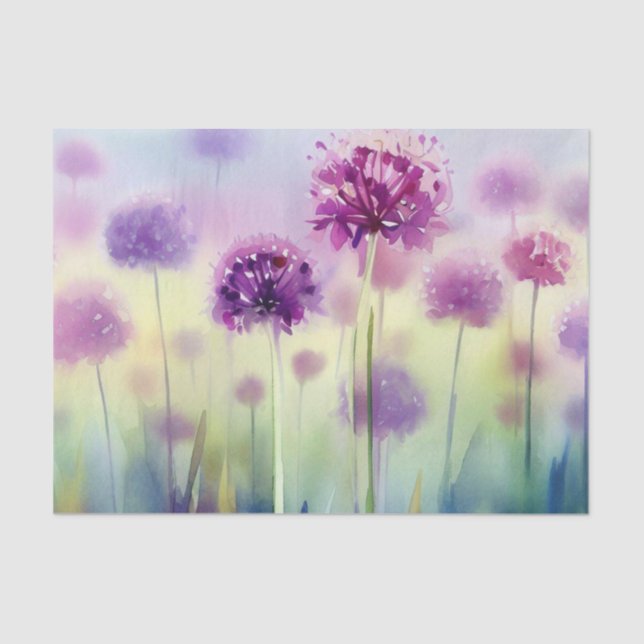 Papel De Seda Campo das flores-Allium, (D) Aquarela (Frente )