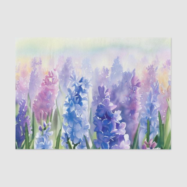 Papel De Seda Campo das Flores-Hyacinth (D) Aquarela (Frente )