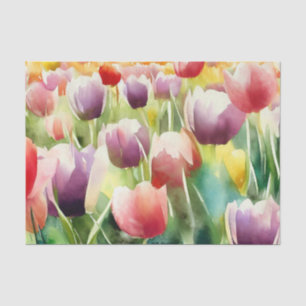 Papel De Seda Campo das Flores-Tulipas (D) Aquarela