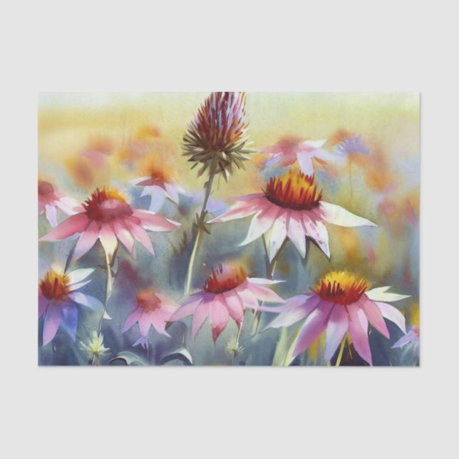 Papel De Seda Campo de Aquarela de Flores (A) (Frente )