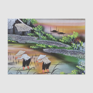 Papel De Seda Campo de Arroz do Vietnã Descamação de Tecidos