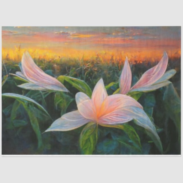 Papel De Seda Campo de Decoupage Floral de Lilys (Frente )