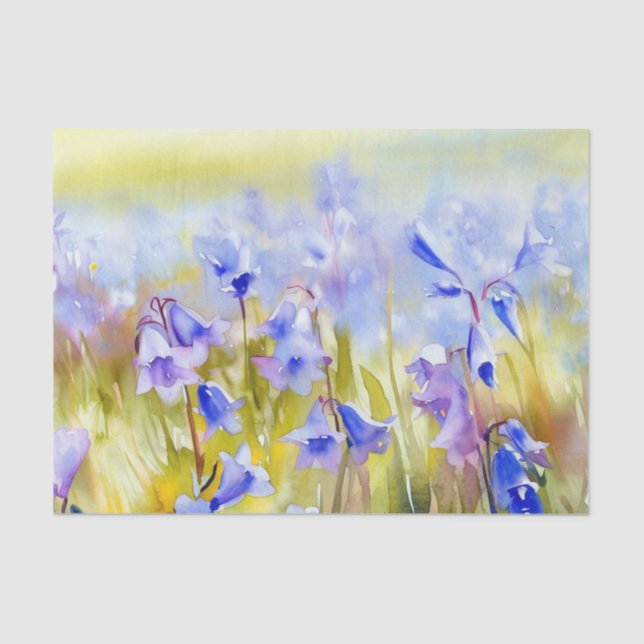 Papel De Seda Campo de Flores-Bluebell (B) Aquarela (Frente )
