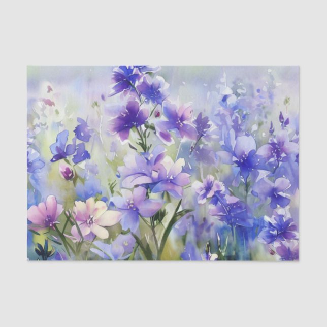 Papel De Seda Campo de Flores-Consolida (B) Aquarela (Frente )