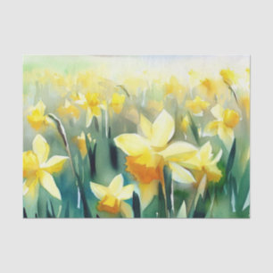 Papel De Seda Campo de Flores-Daffodil (A) Aquarela