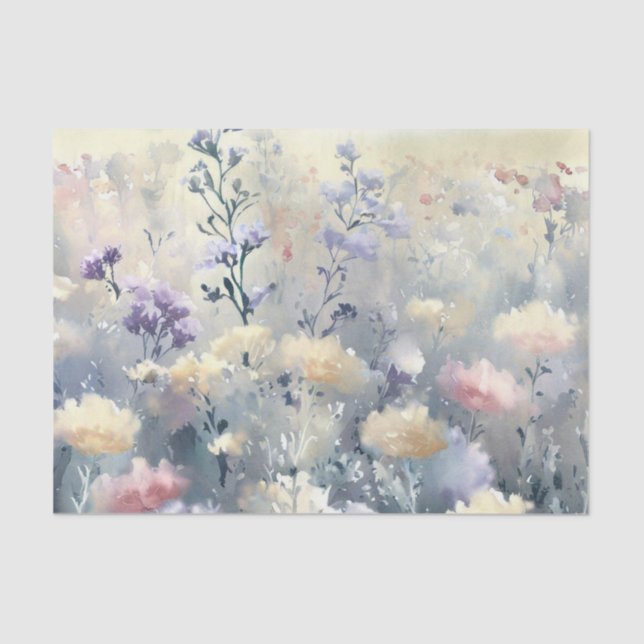 Papel De Seda Campo de Flores-Dusty Miller (A) Aquarela (Frente )