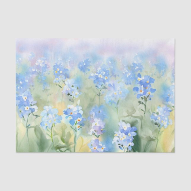 Papel De Seda Campo de Flores-Esqueça-Me-Não (B) Aquarela (Frente )