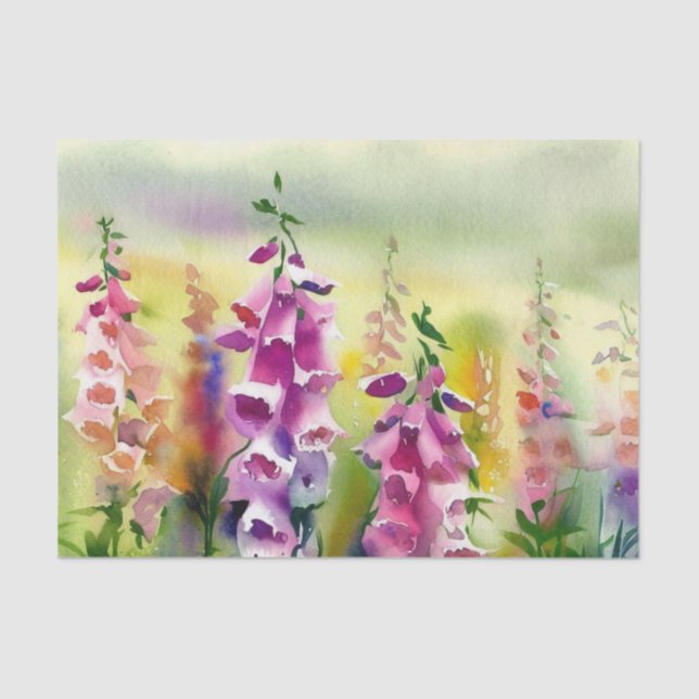 Papel De Seda Campo de Flores-Foxglove (D) Aquarela (Frente )