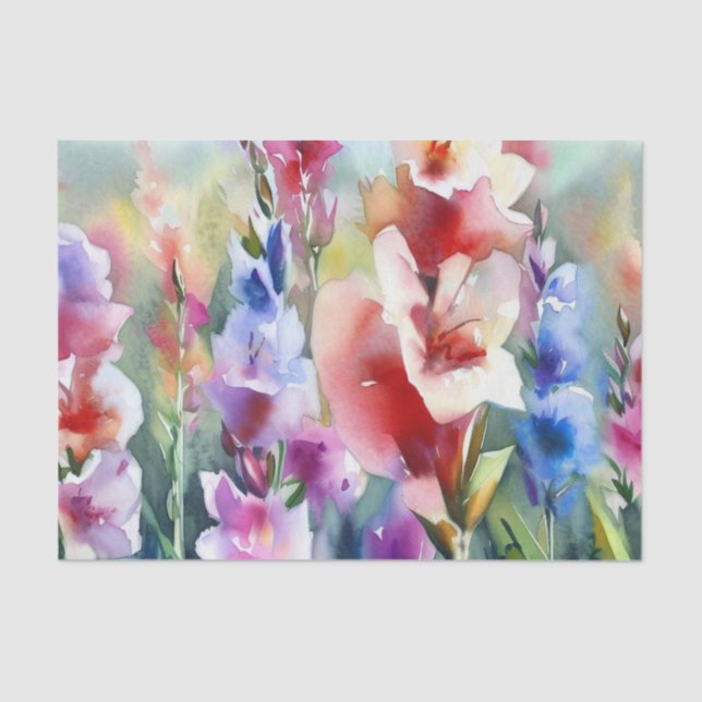 Papel De Seda Campo de Flores-Gladiolus (A) Aquarela (Frente )